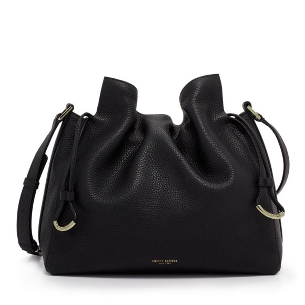 Henri Bendel Cinched Black Leather Hobo